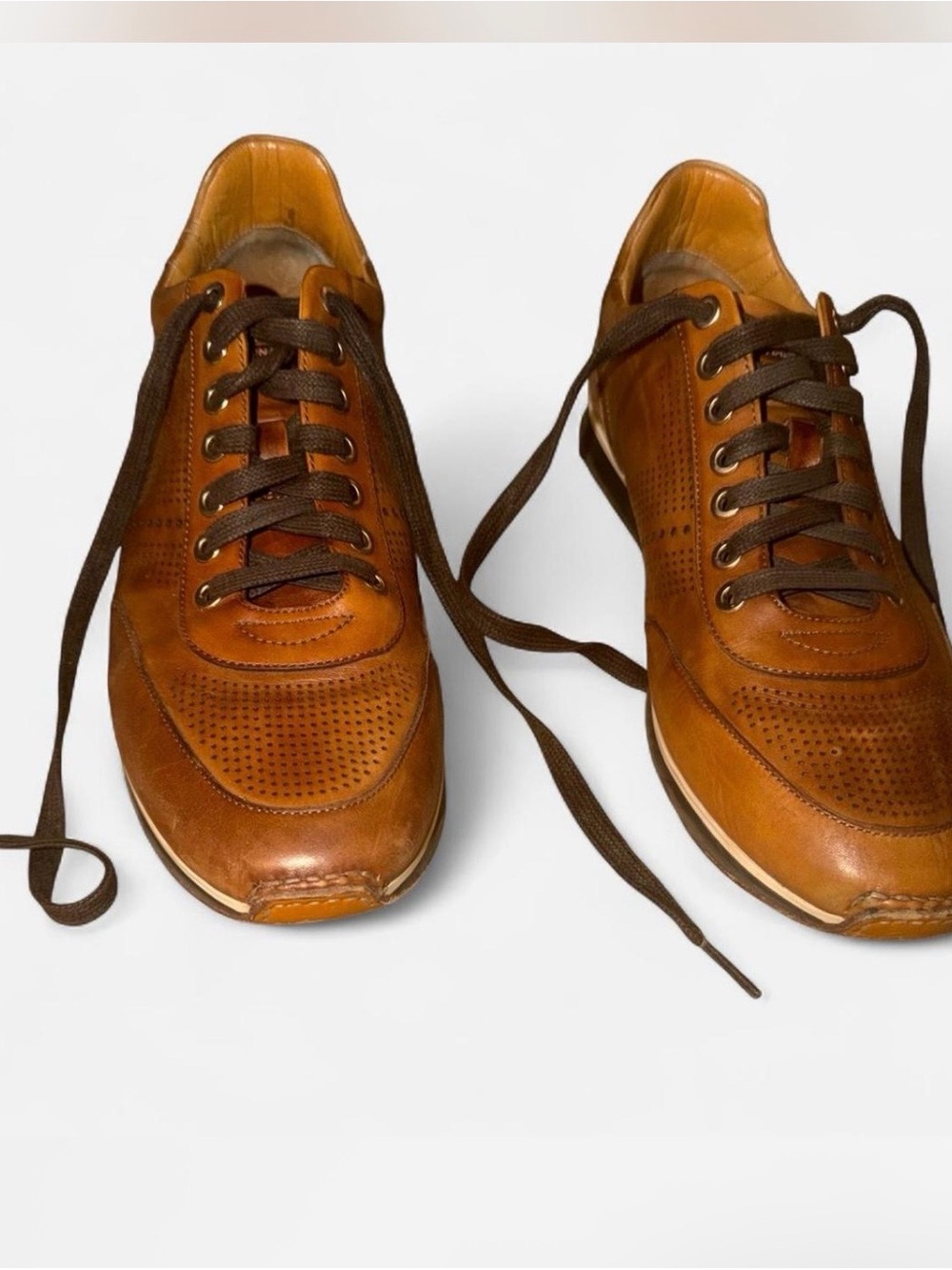 Men's Magnanni Leather Sneakers in Cognac Size 11